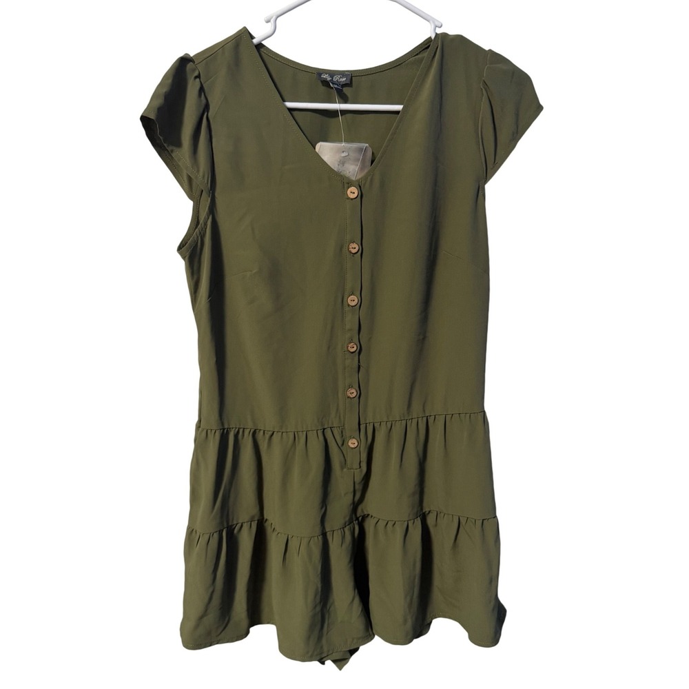 Lily Rose Romper Womens XS Olive Green Tiered NWT